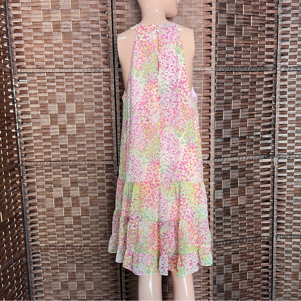 Sleeveless Pastel Animal Print Midi Dress, Boho Dopamine Rainbow Party,Size 12. - Picture 5 of 9
